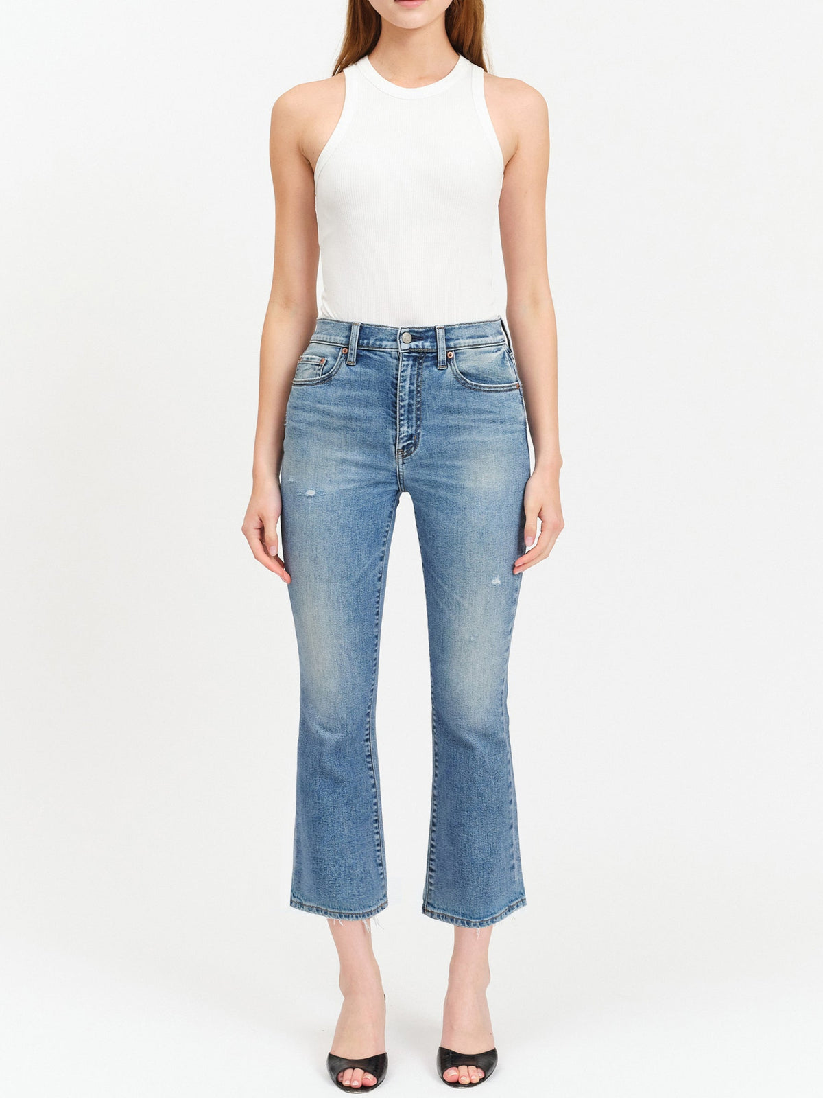 Daze Denim Shy Girl High Rise Crop Flare - PDA