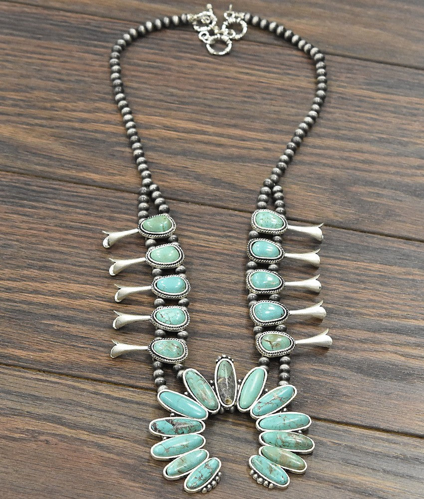 Squash Blossom Turquoise Necklace