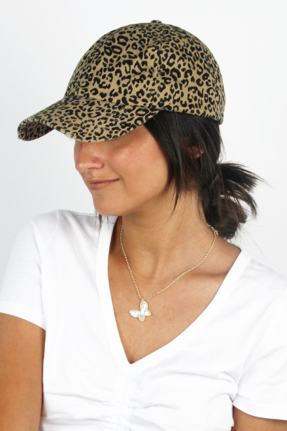 Leopard Distressed Baseball Cap