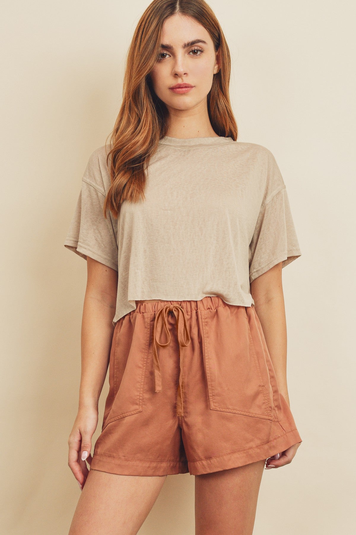 Cropped Raw Hem Tee