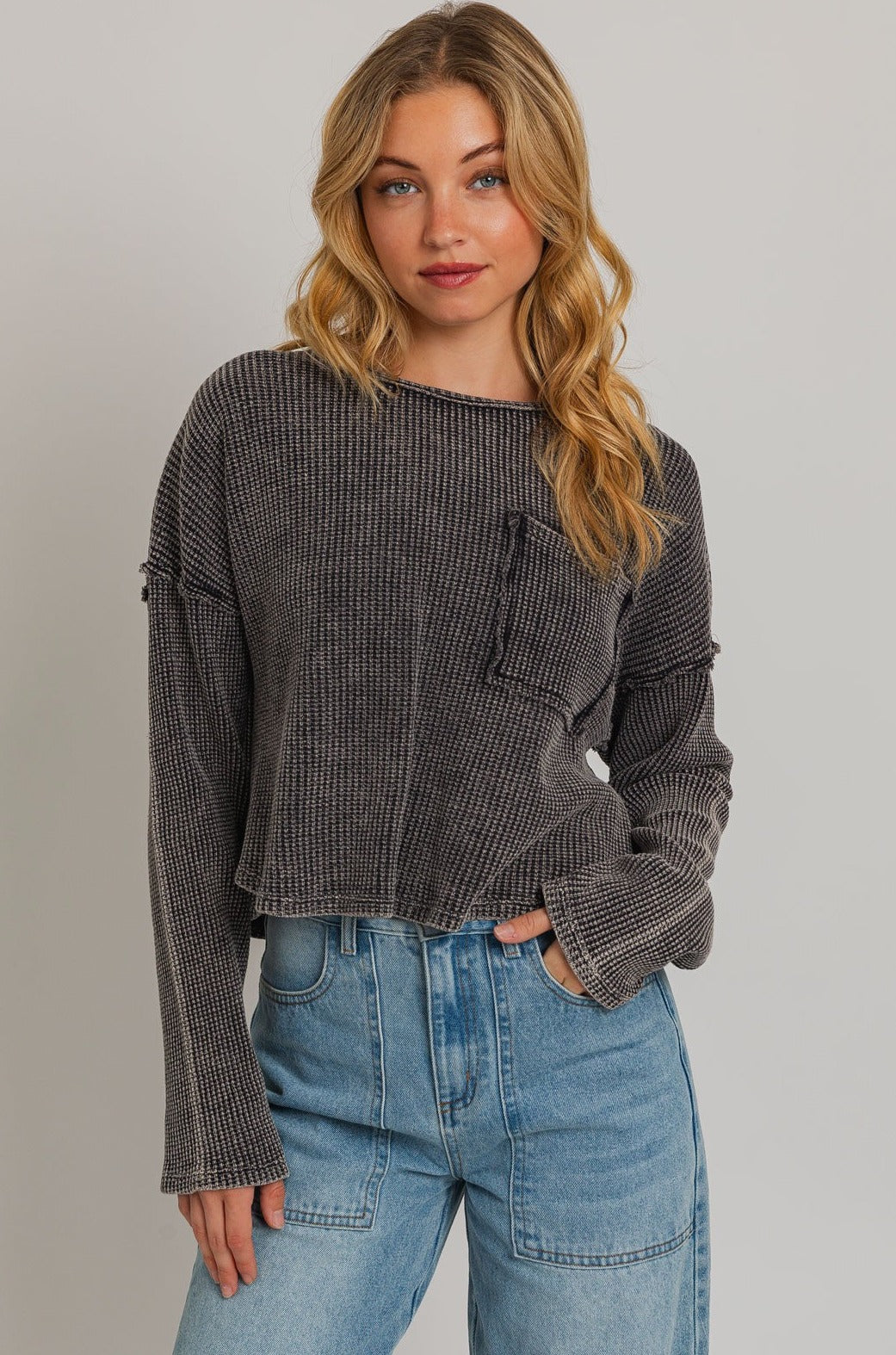 Thermal Washed Pullover Top