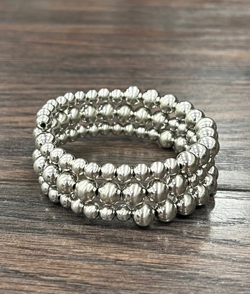 Silver Bead Wrap Bracelet