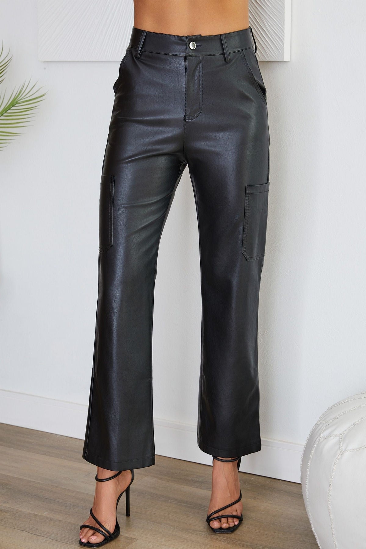 Vegan Leather Cargo Pants