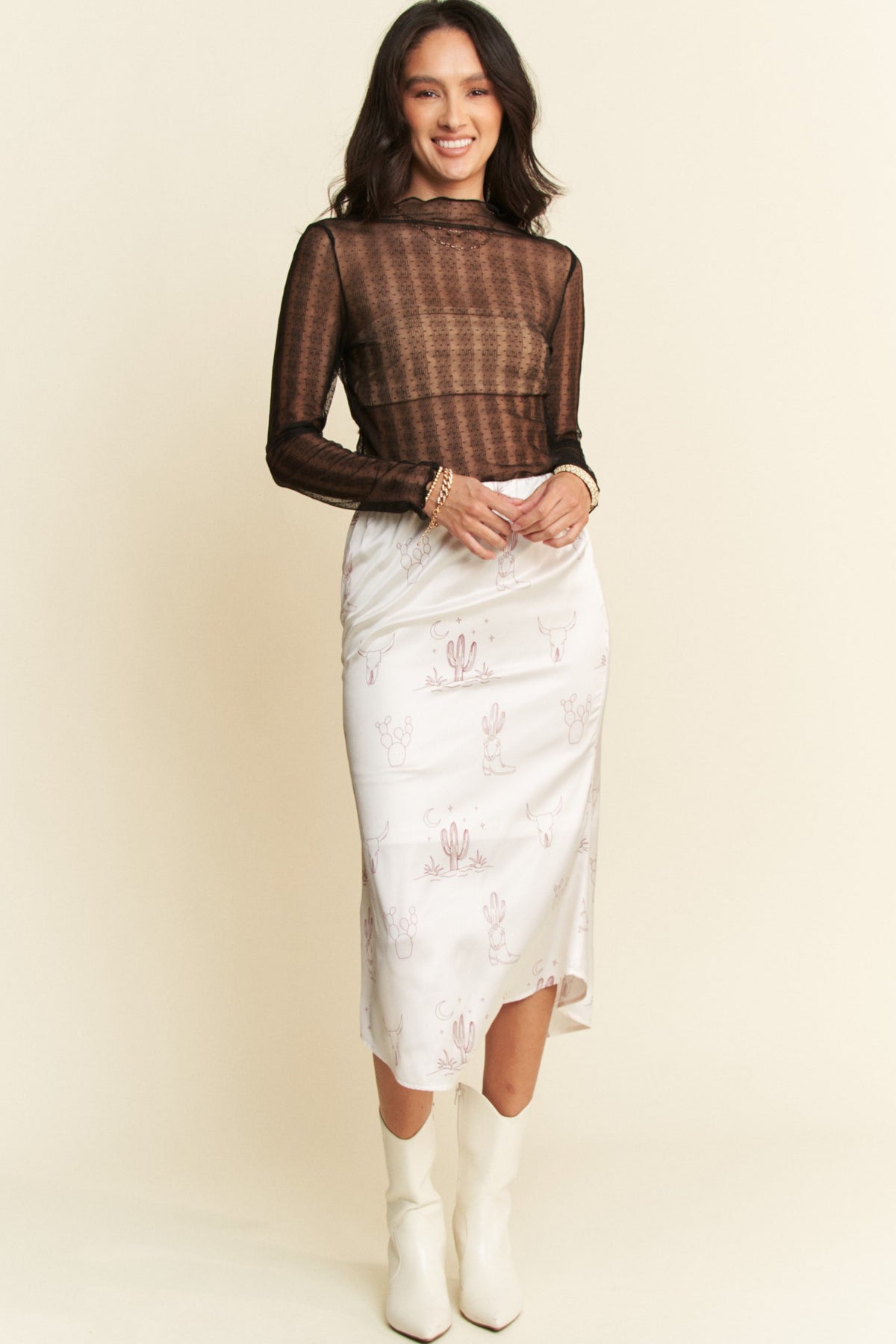 Sundown Satin Midi Skirt