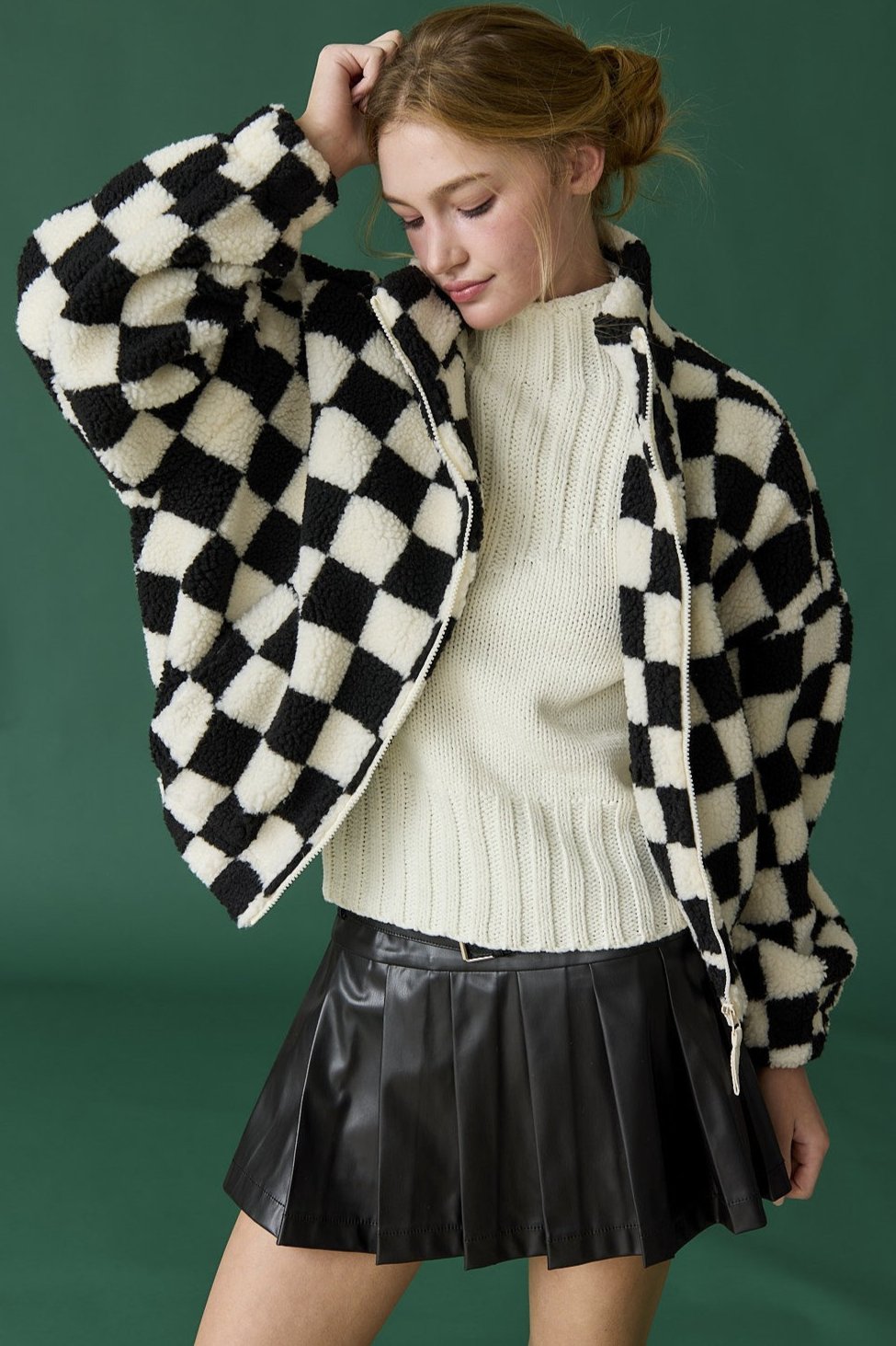 Checkered Sherpa Jacket