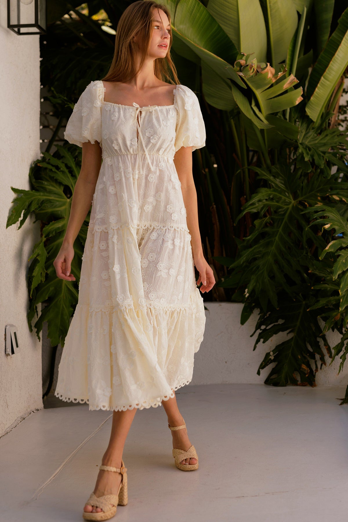 Junia Embroidered Midi Dress