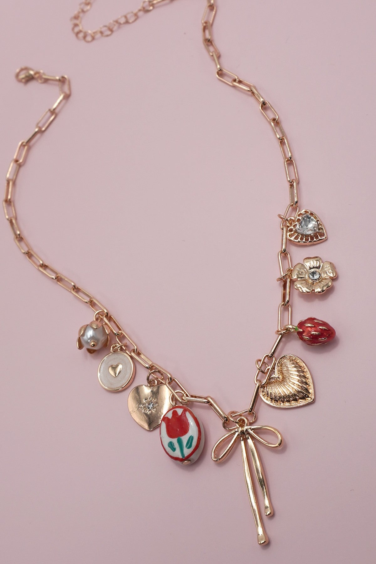 Bow Tie Floral Heart Necklace