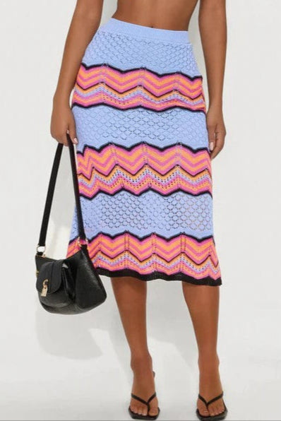 Sunset in Mykonos Crochet Midi Skirt