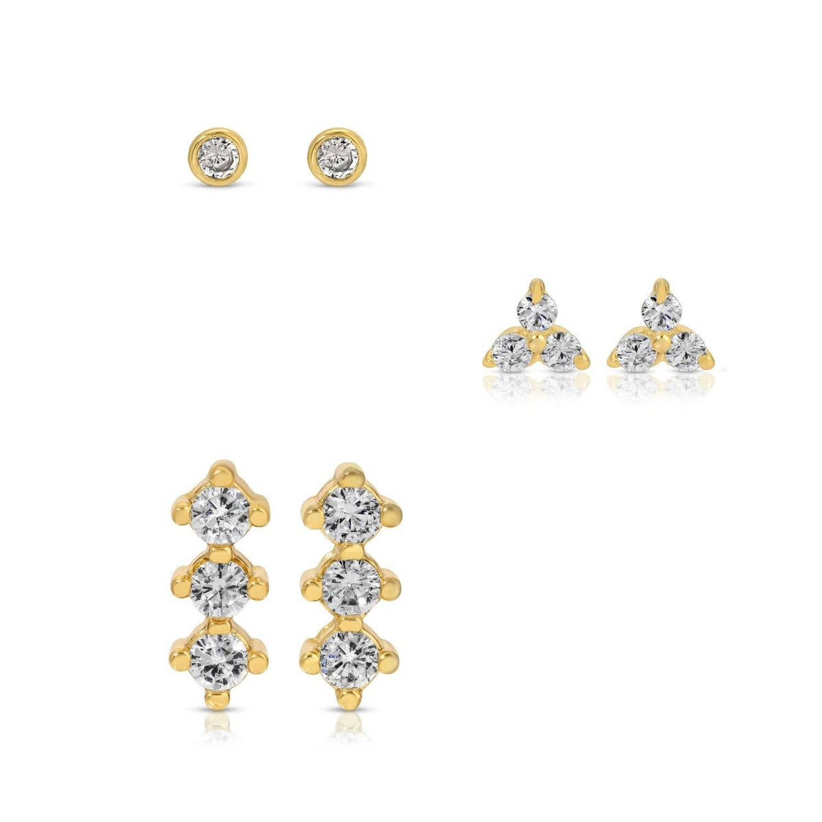 18K Gold Plated Stud Set
