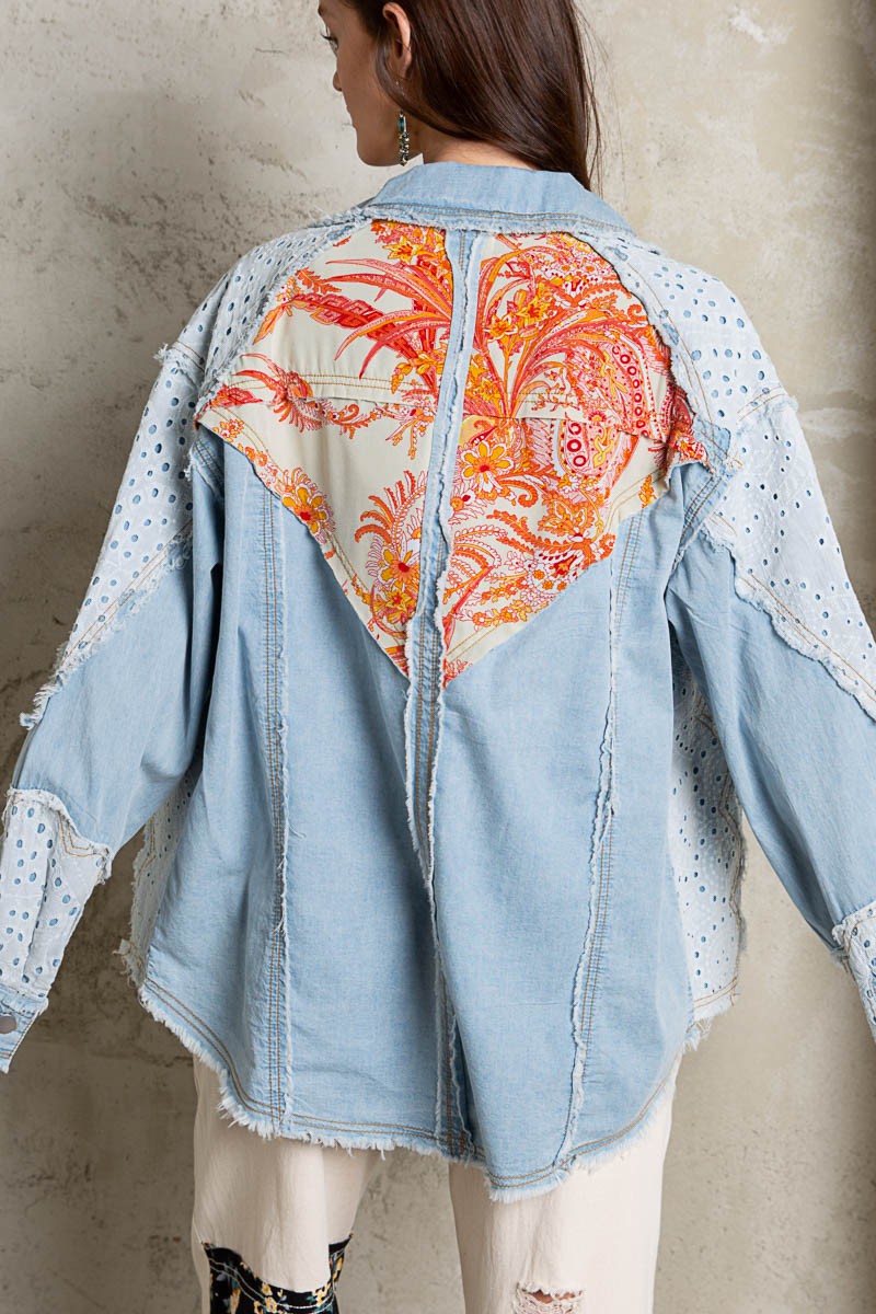Patchwork Chambray Shacket