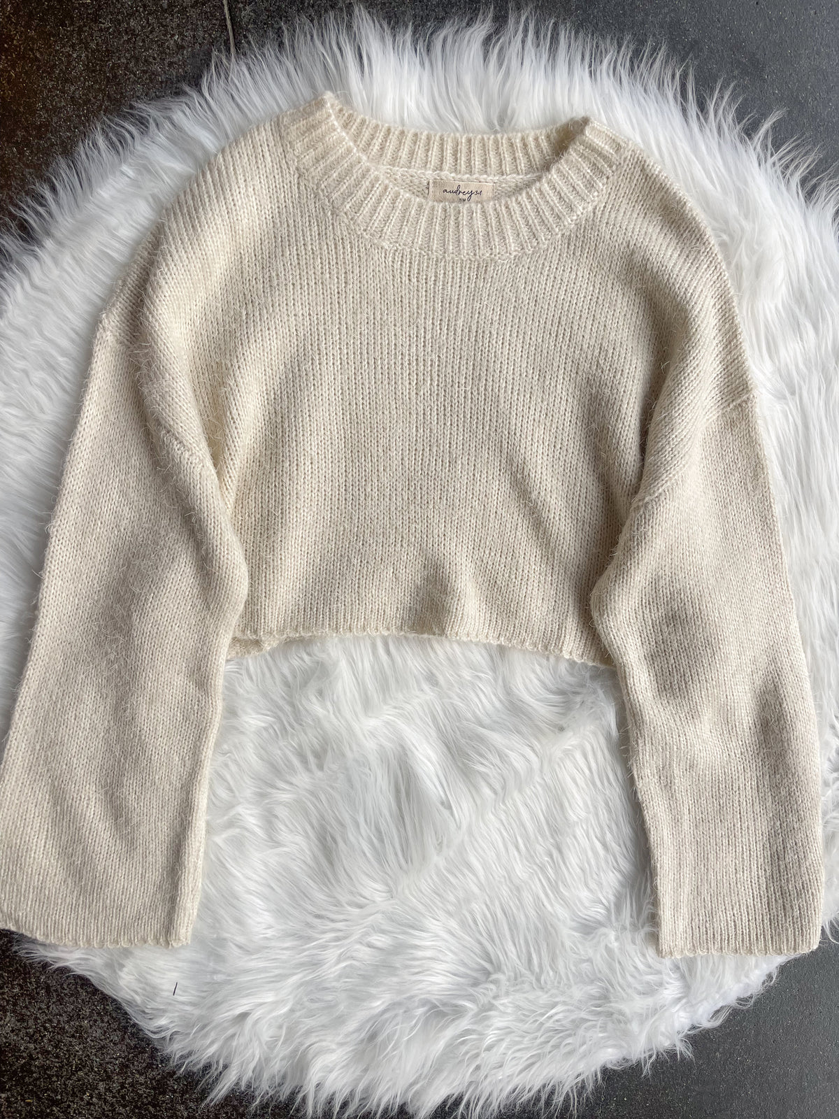 Cream LV Fluffy Pullover