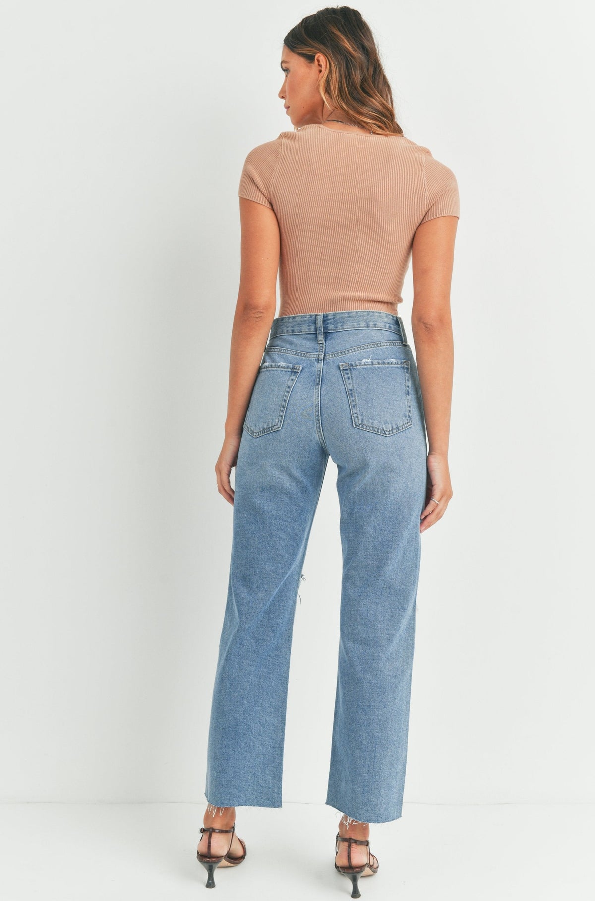 Leah Distressed Straight Jean
