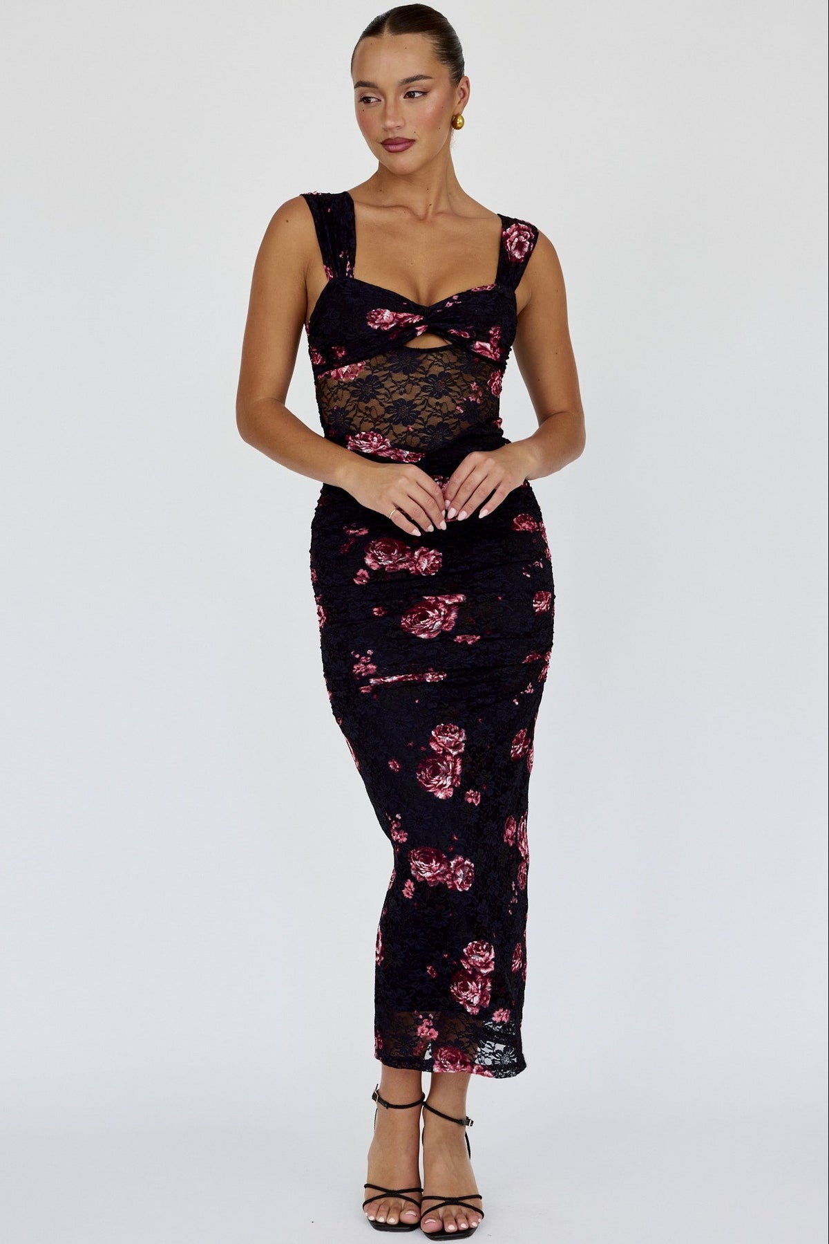 Midnight Bloom Midi Dress