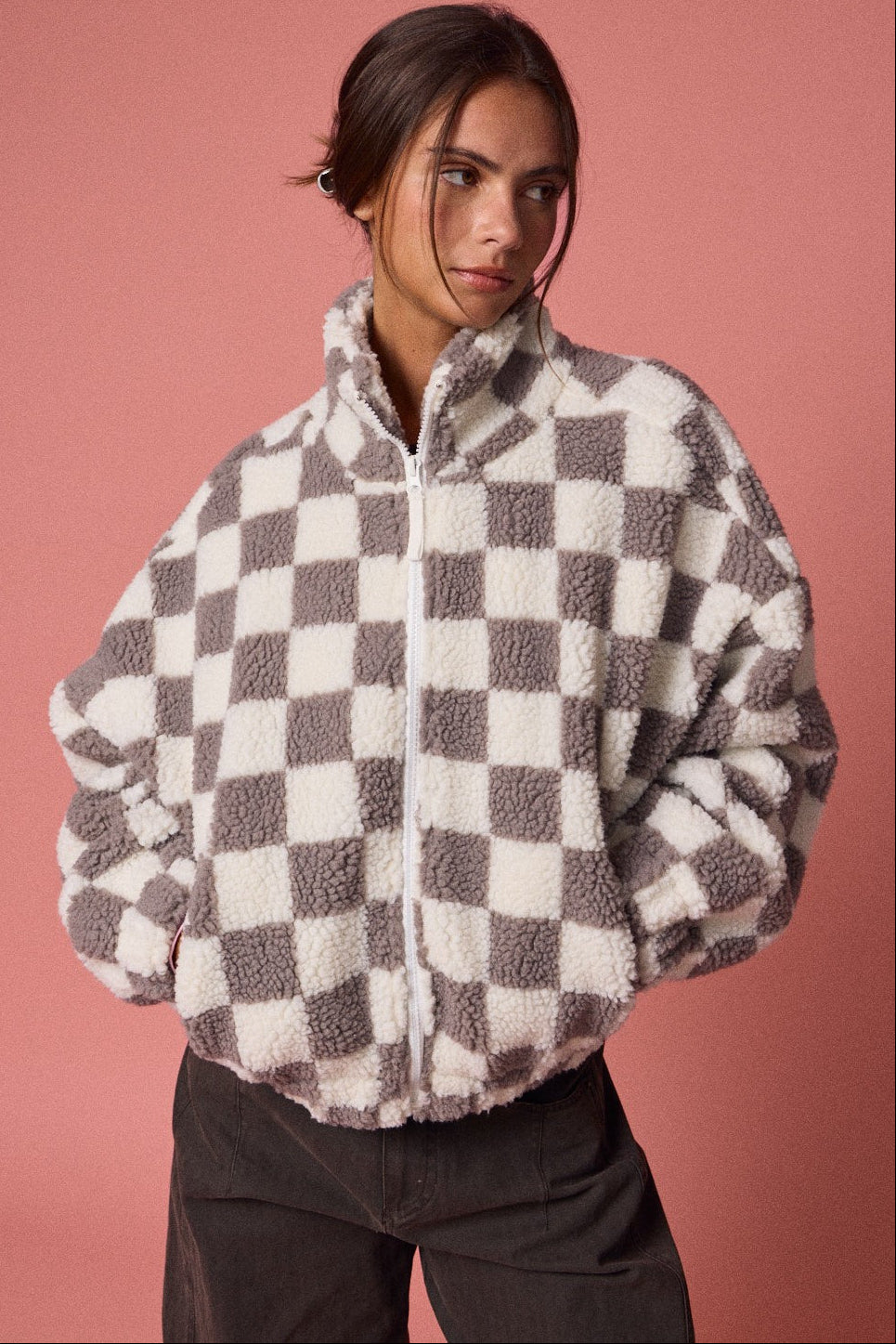 Checkered Sherpa Jacket