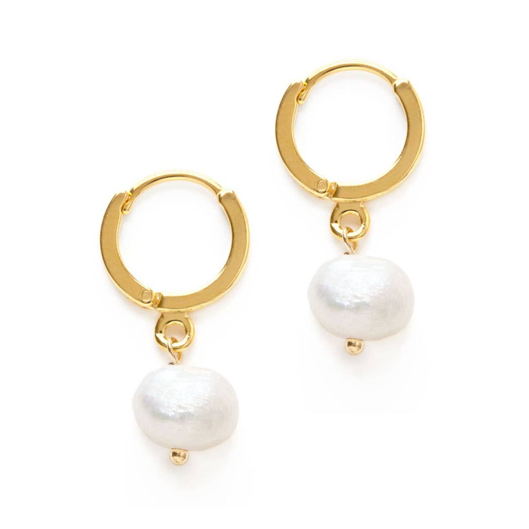 Fresh Water Pearl Huggie Hoops